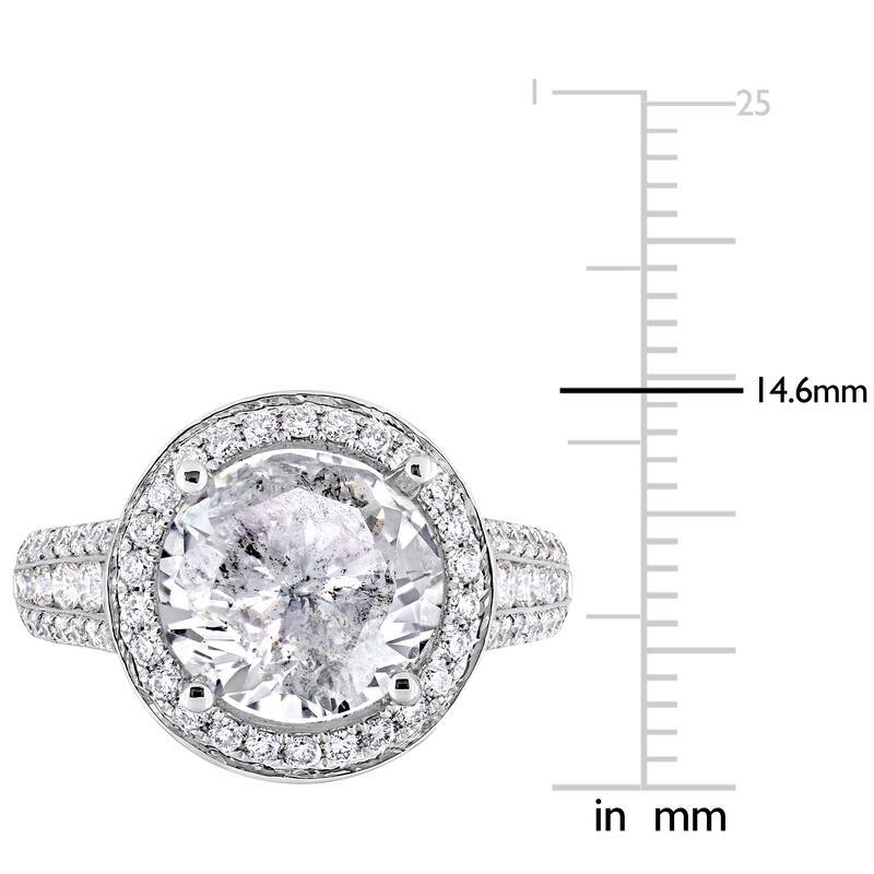 Miadora 4 9/10ct TDW Diamond Halo Engagement Ring in 14k White Gold