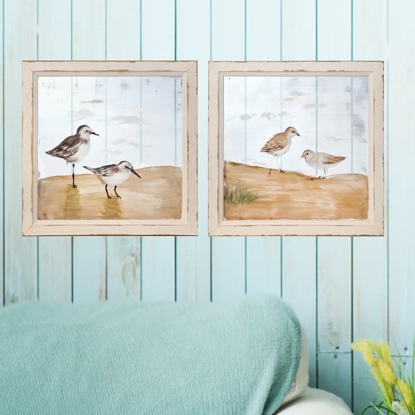 slide 2 of 3, Frame Sea Bird Painted Screen 16" Set of 2