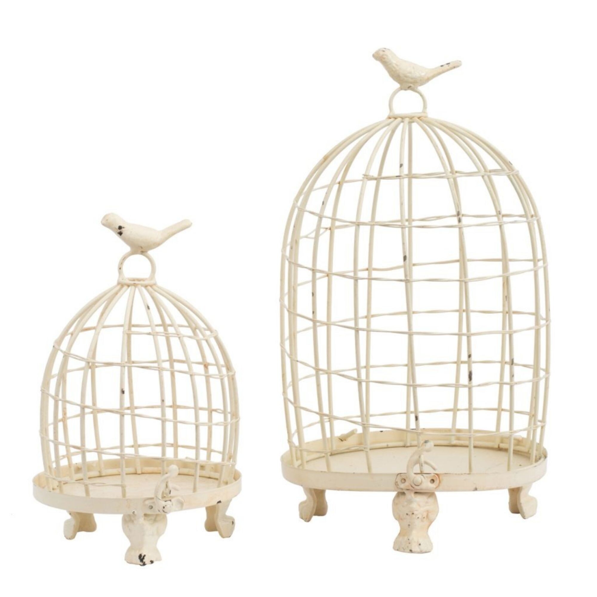 Shop Set Of 2 White Stella Decorative Birdcages With Bird Finial 13 5 Overstock 29239550