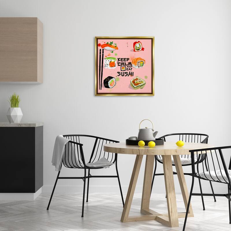 Stupell Keep Calm & Eat Sushi Framed Floater Canvas Wall Art Design By Juliet Rose Philips
