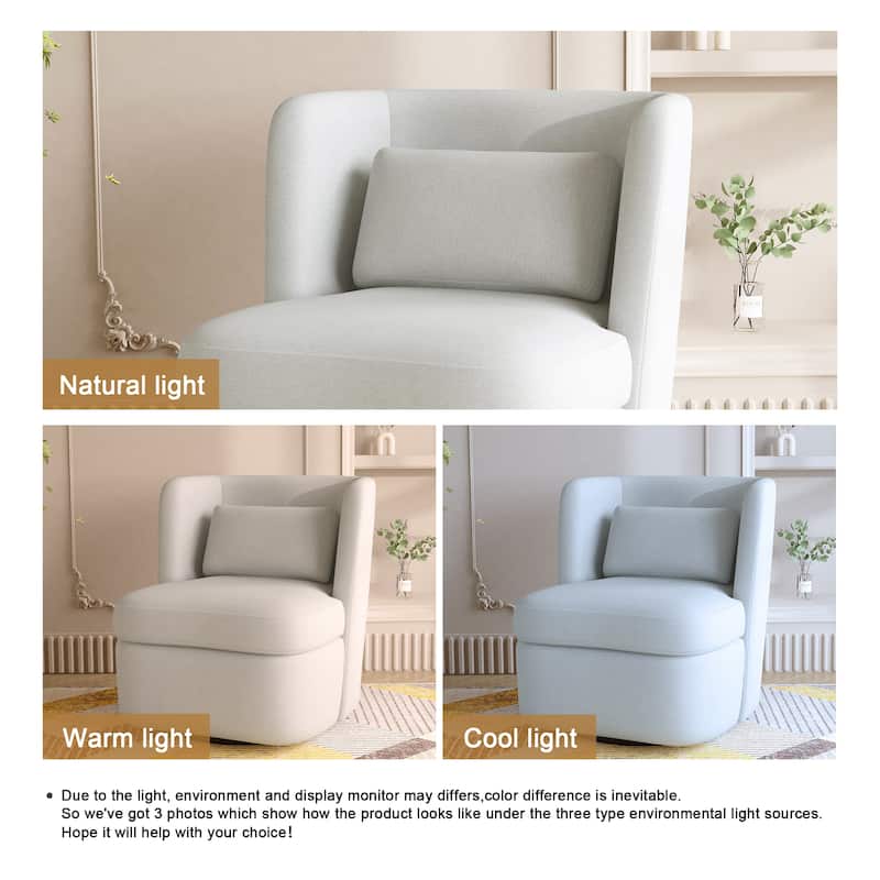 Boucle 360 degree Accent Swivel Barrel Chair