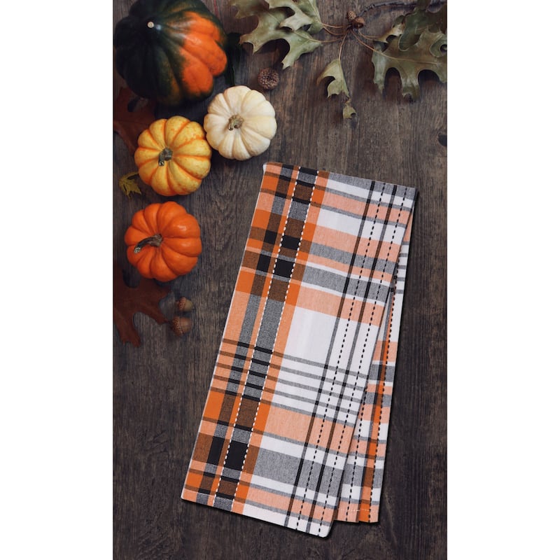 Zelda Orange and Black Plaid Halloween Kitchen Towel