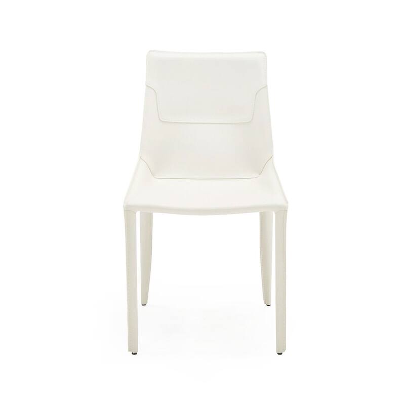 Modrest Halo Modern Ivory Saddle Leather Dining Chair (Set of 2)