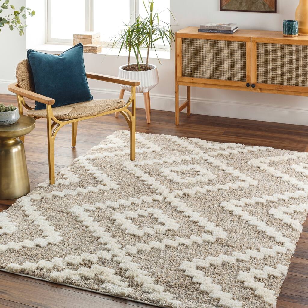 Livabliss Florida Boho Diamond Plush Area Rug