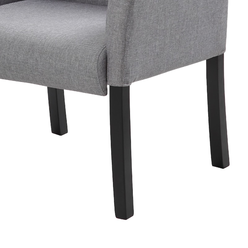 Nick Guest Armchair, Medium Gray Linen, Wood Frame Lumbar Support