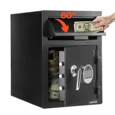Black Q235 Steel 1.2 cu.ft Drop Slot Safe with LED Light and Alarms