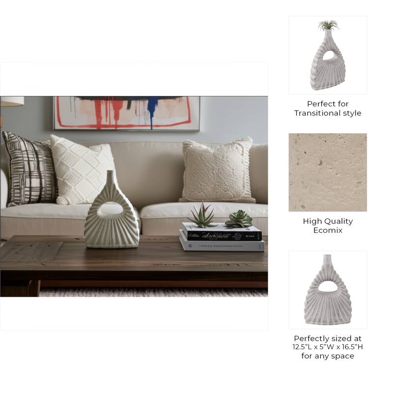 Pottery Vase Sculptural Open Center for Decorative Table Accent