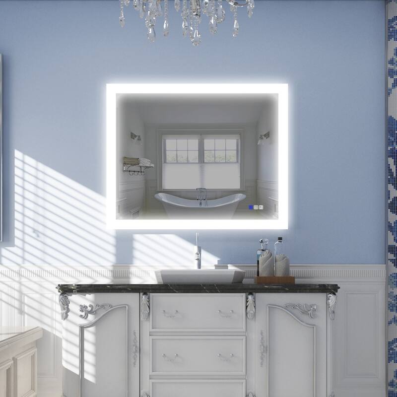 Bathroom Wall Mounted Frameless LED Mirror Super Bright Light With Anti-Fog (Horizontal/Vertical) - 32''H x40''W