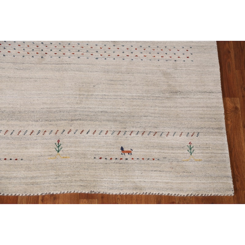 Animals Gabbeh Indian Area Rug Handmade Wool Carpet - 5'1" x 7'9"