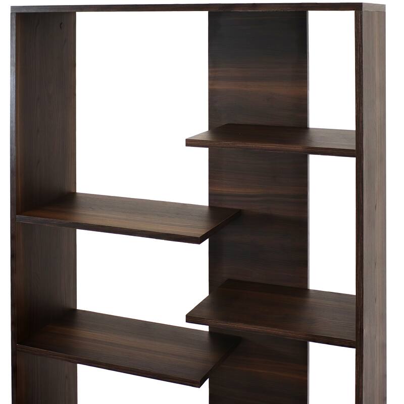 Sunnydaze Rosalee 9-Tier Open Bookshelf with Staggered Shelves