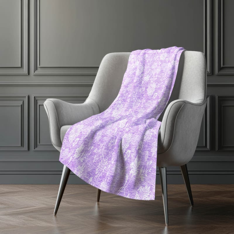 Premium Machine Washable Traditional Floral Sherpa Throw Blanket