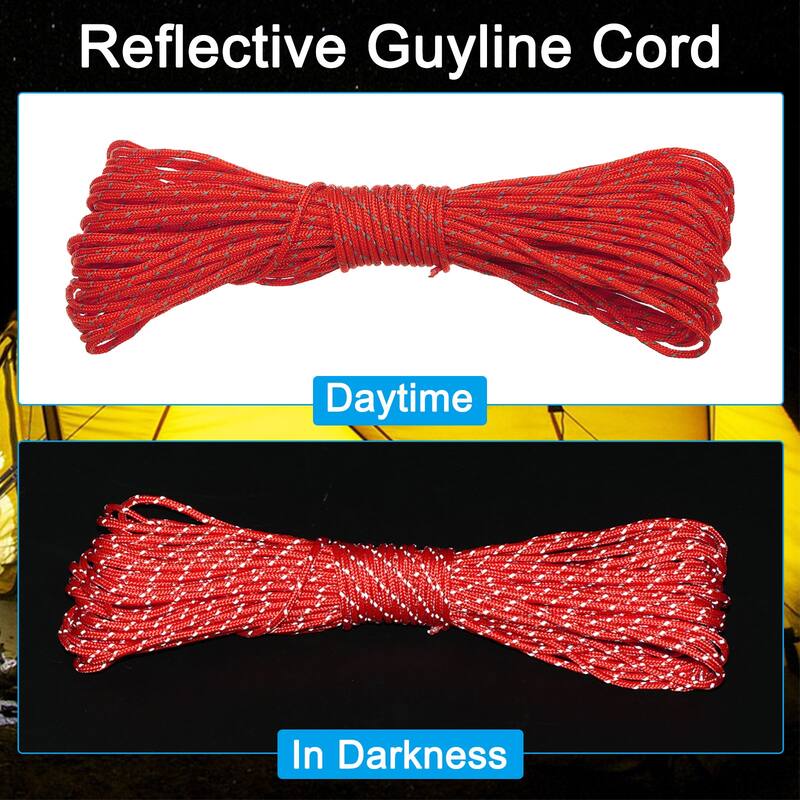 Reflective Guyline Camping Paracord，3 Pack Tent Cord Rope