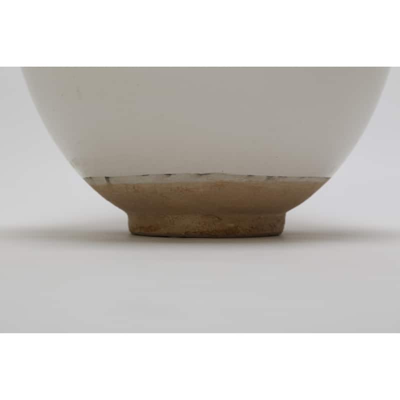 Artissance 10"H Off White Ceramic Vase Round with Unglazed Base