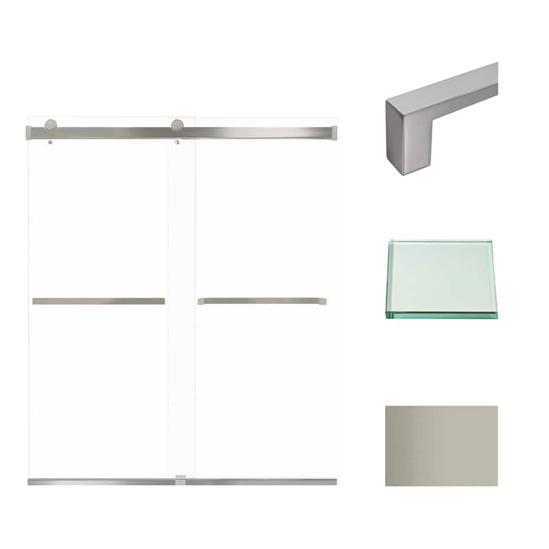 Brianna 60 in. W x 70 in. H By-Pass Frameless Shower Door with Clear Glass - 56-60-in W x 70-in H