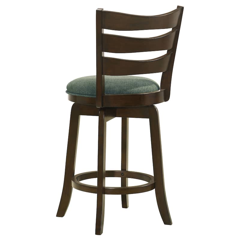 Mona Swivel Counter Height Chair, Hunter Green Fabric, Dark Cherry Brown