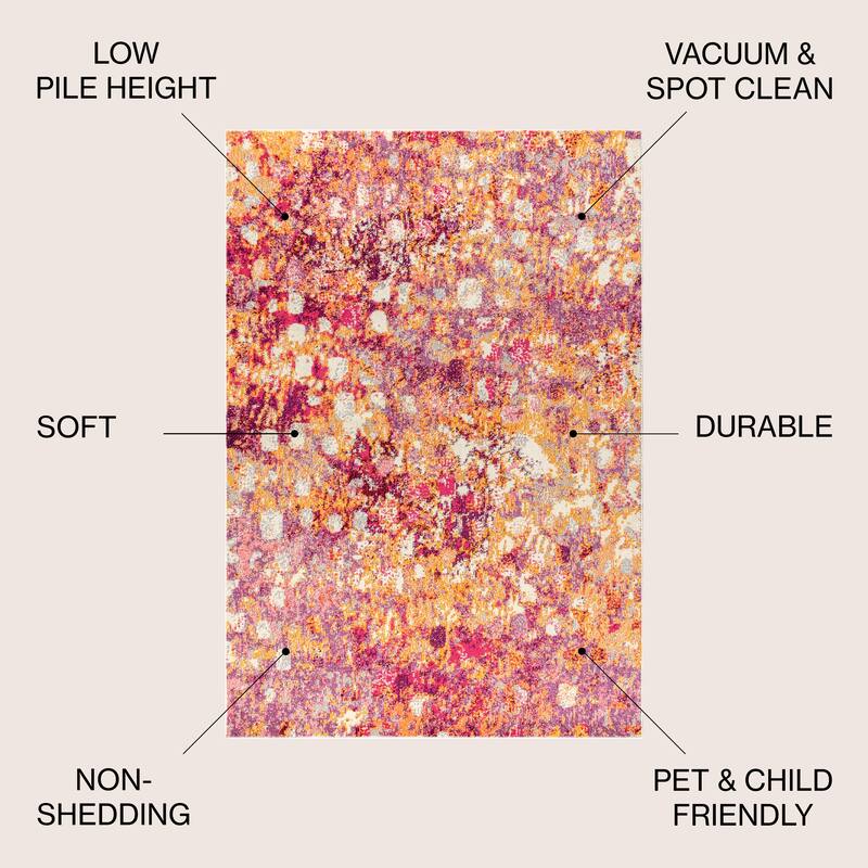 JONATHAN Y Dune POP Modern Abstract Area Rug - 4 X 6 - Pink/Orange