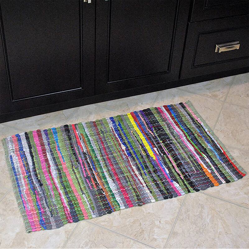 DII Recycled Fabric Striped Handmade Rag Rug