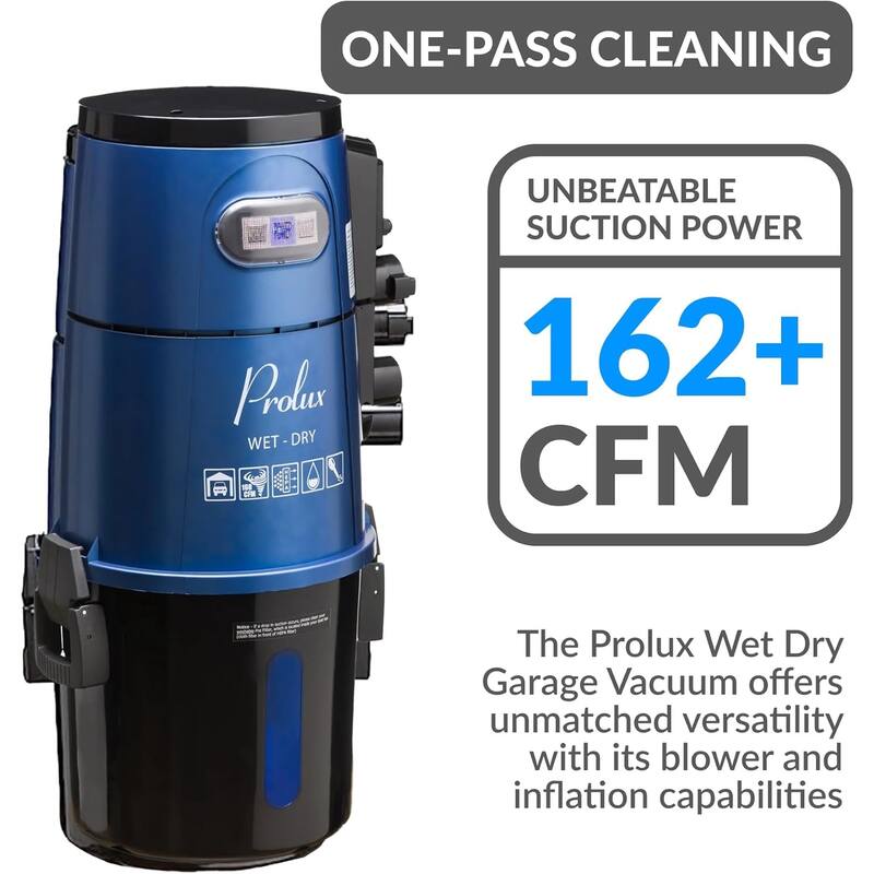Prolux Professional Shop Blue Wall Mounted Garage Vac Wet Dry Pick Up
