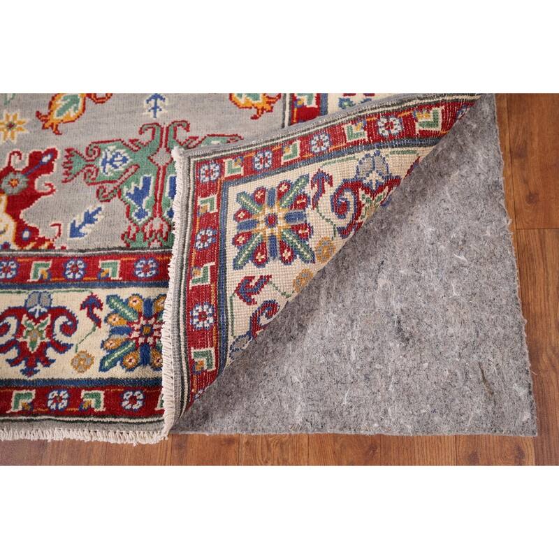 Traditional Grey Kazak Oriental Area Rug Handmade Wool Carpet - 4'11" x 6'8"