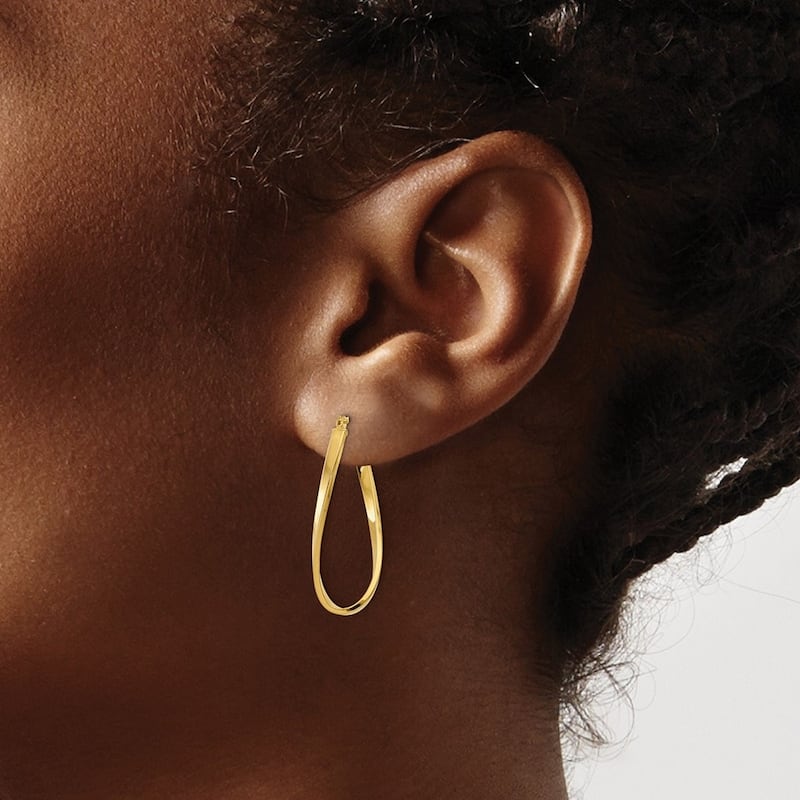 Curata 14k Yellow Gold Polished 2x9mm Twisted Hoop Earrings