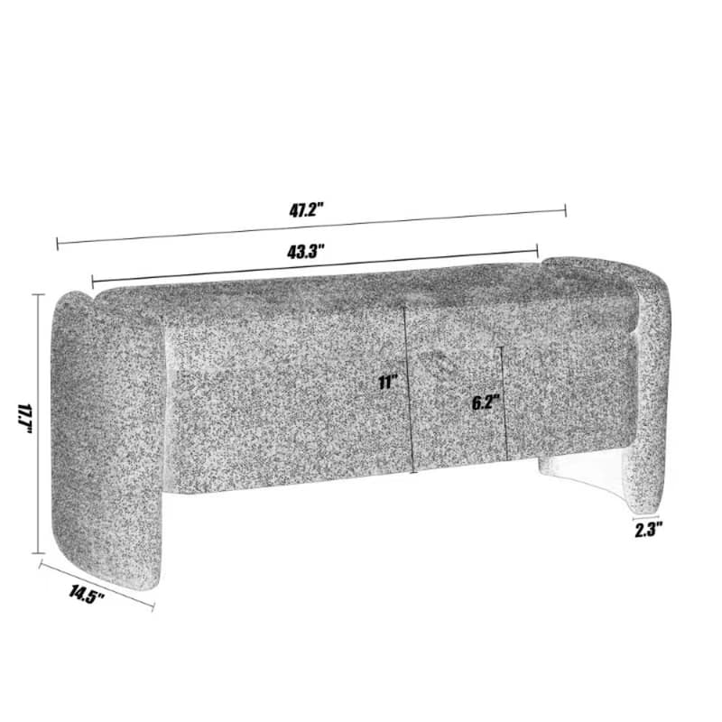 Oval Ottoman Storage Bench Chenille Fabric Bench with Large Storage Space