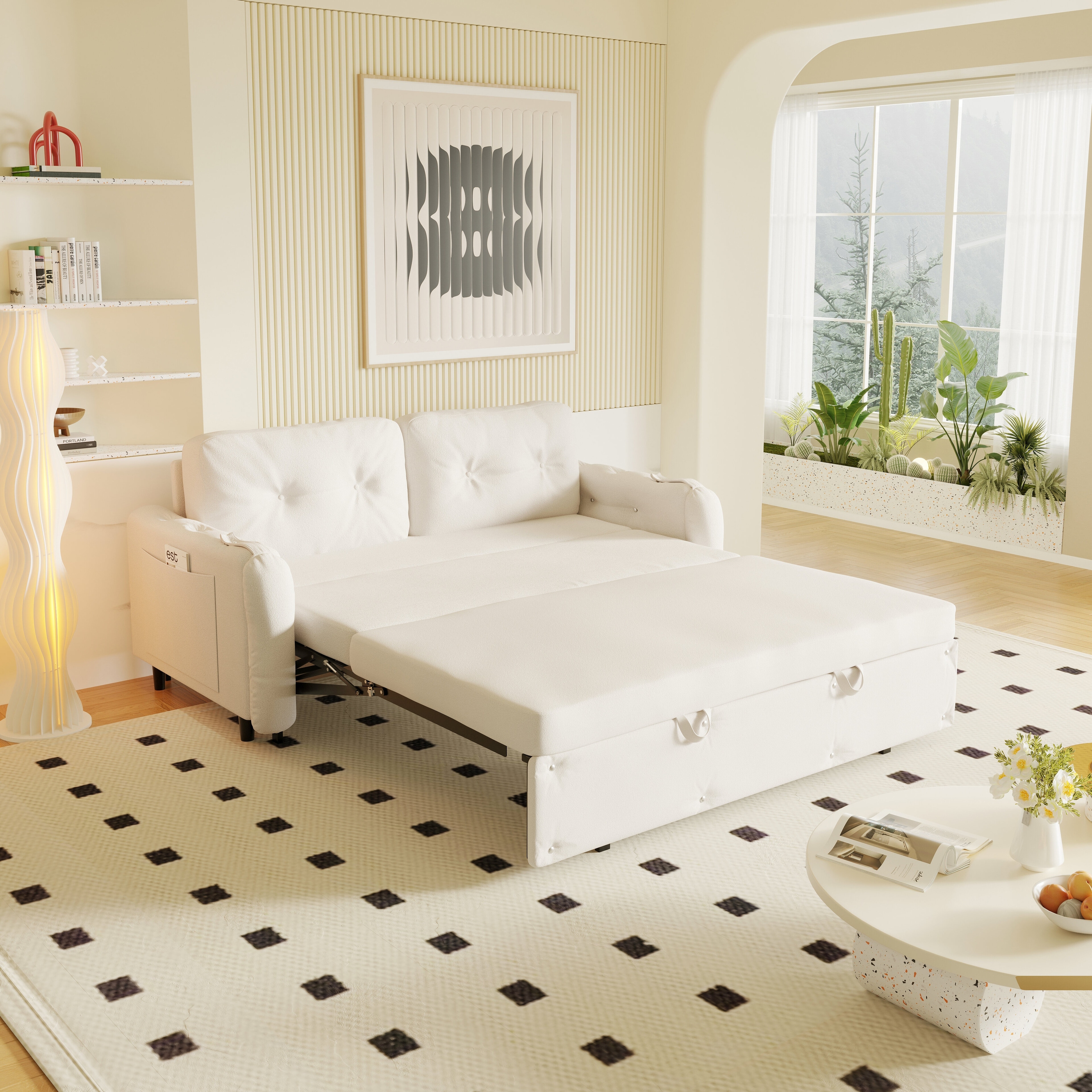 Queen Pull out Sofa Bed, Hydraulic System Convertible