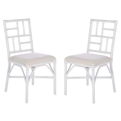 SAFAVIEH Christine Rattan Accent Chair with Cushion (Set of 2) - 18.5" W x 20.9" L x 35.8" H