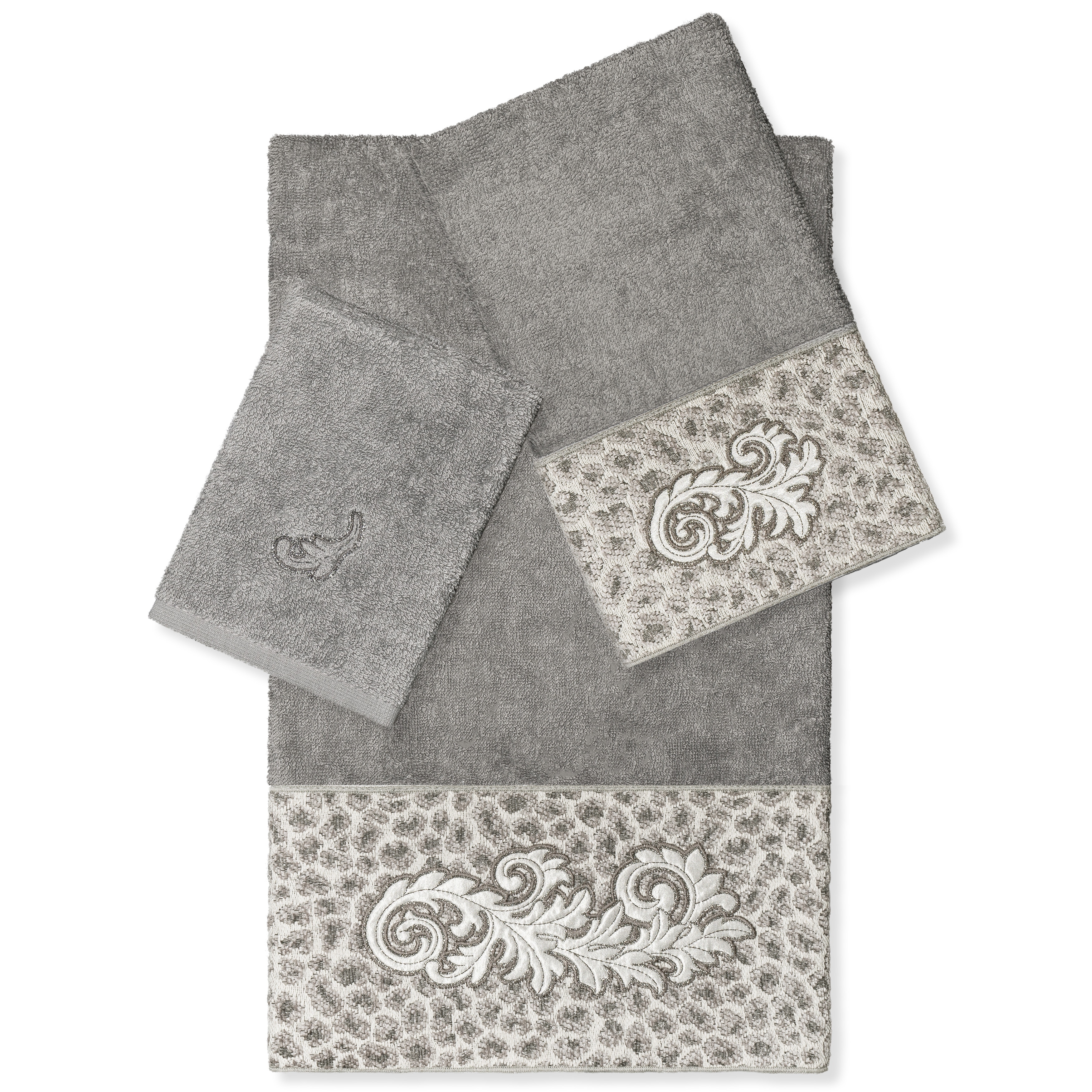 Authentic Hotel and Spa 100% Turkish Cotton April 3PC Embellished Towel Set