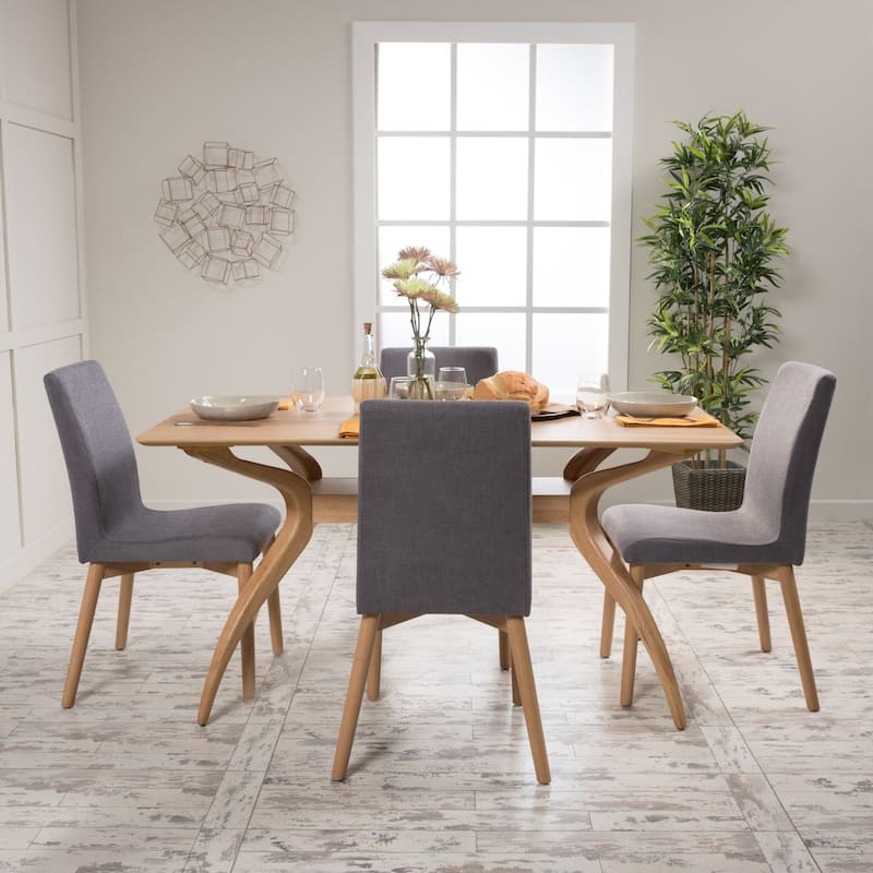 Kenerson Mid-Century Modern 5 Piece Dining Set by Christopher Knight Home - Dark Grey/Oak