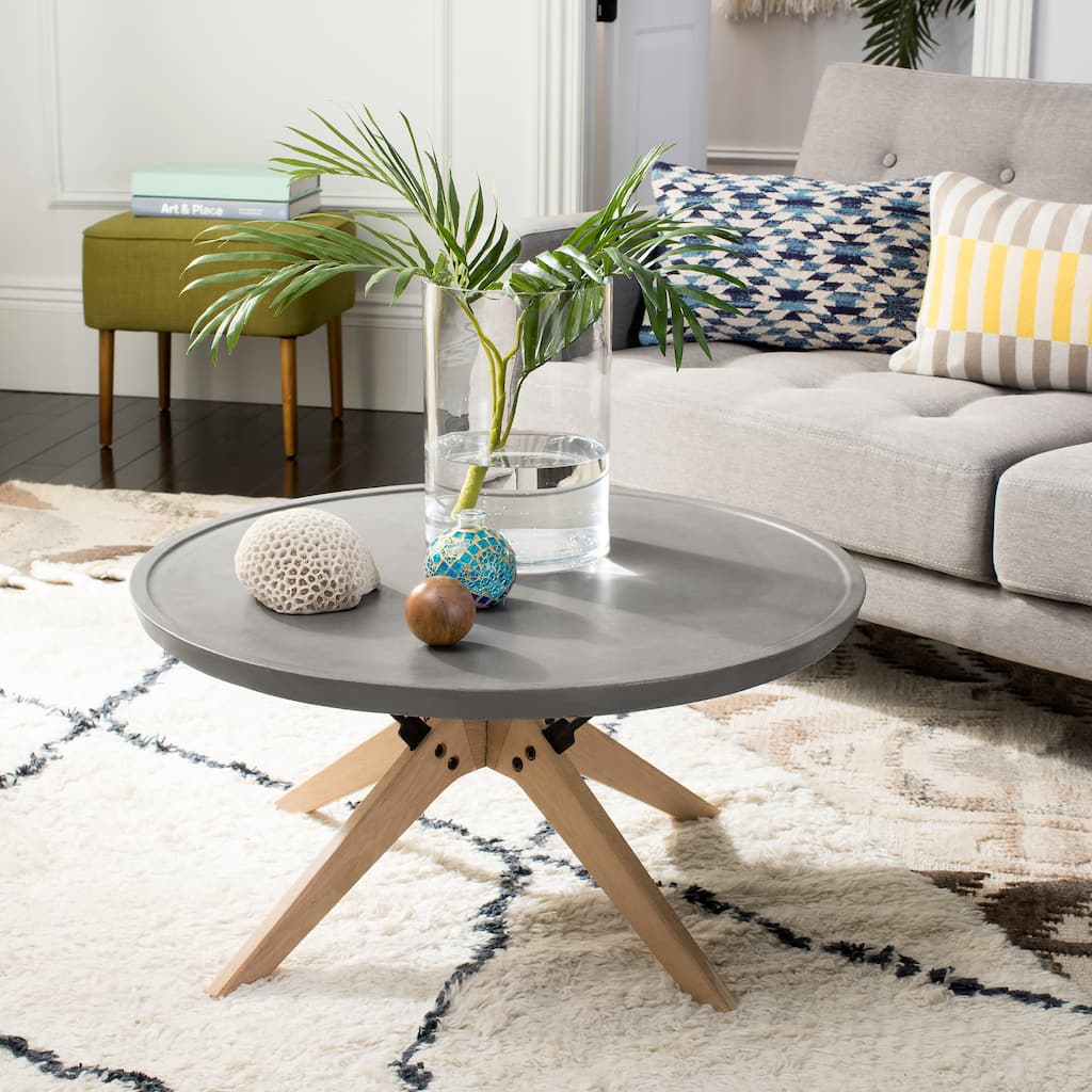 SAFAVIEH Elizabeta Dark Grey Modern Concrete Round Indoor/ Outdoor Coffee Table - 29.5" x 29.5" x 14.6" - 30Wx30Dx15H