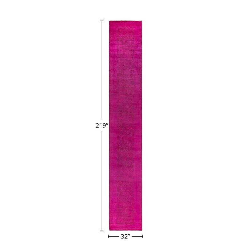Fine Vibrance, One-of-a-Kind Hand-Knotted Runner Rug - Pink, 2' 8" x 18' 3" - 2' 8" x 18' 3"