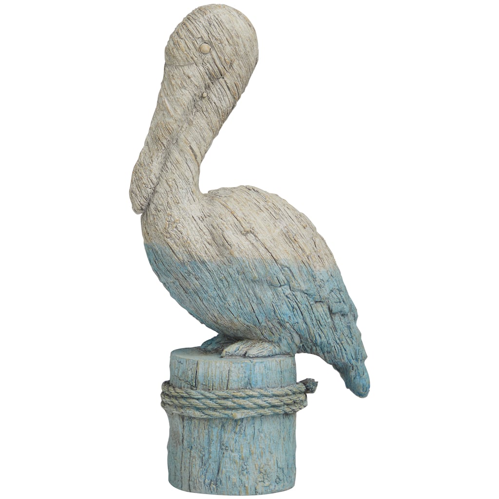 Polystone Bird Textured Ombre Sculpture with Rope Details - Blue - Roche River Decor - 4"W x 7"L x 15"H