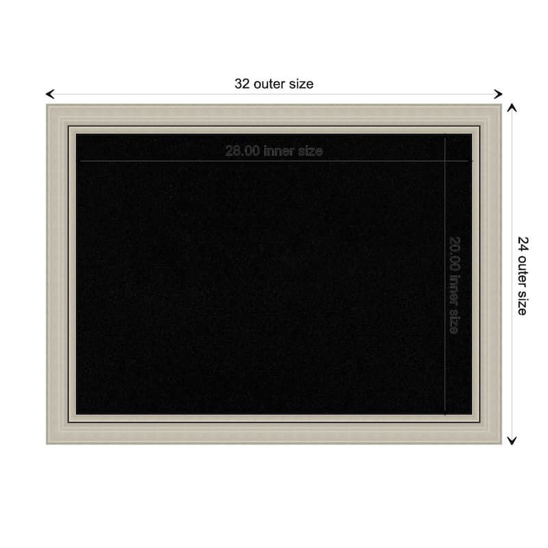Romano Silver Narrow Wood Framed Black Corkboard Bulletin Board - Board Size 28x20