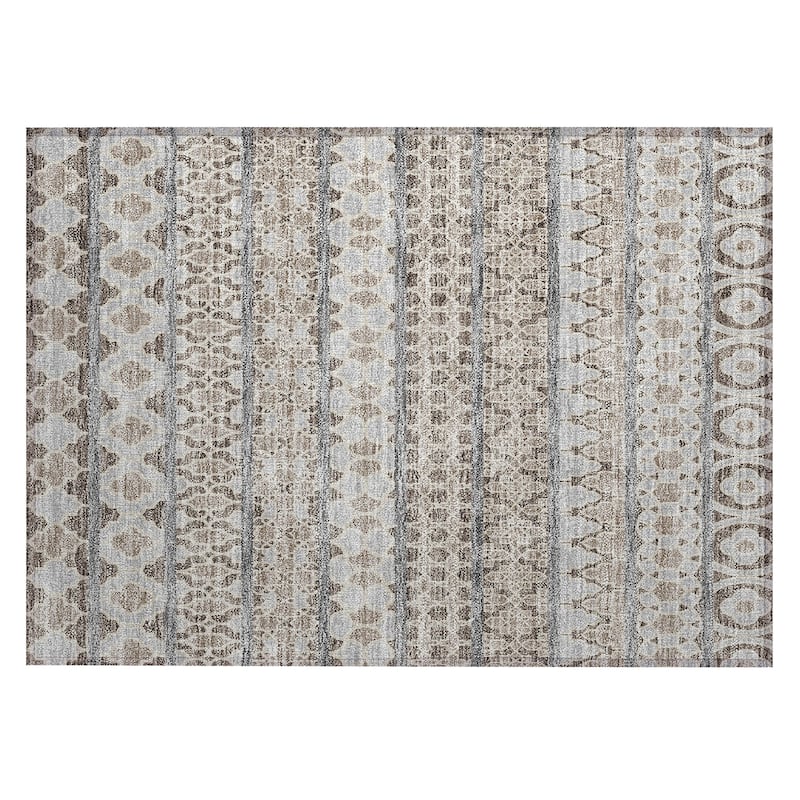 Machine Washable Indoor/ Outdoor Chantille Stripe Boho Rug