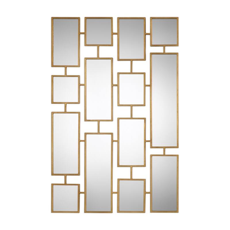 Uttermost Kennon 32" Wide Modern Urban Gold Collage Wall Mirror - Antiqued Gold Leaf