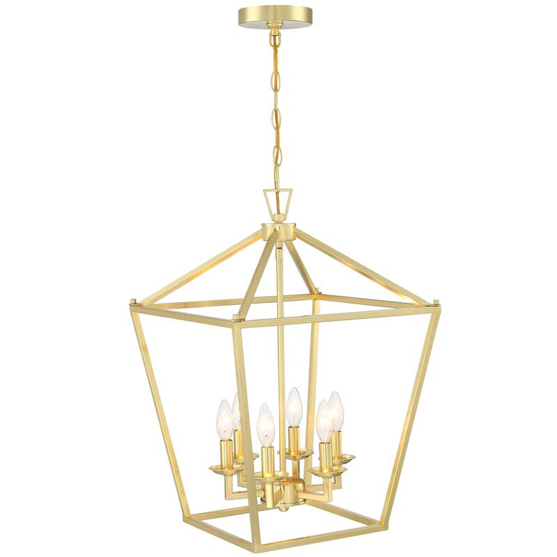 6 - Matte Black/ Gold Light Pendant - 16"x16"x24"