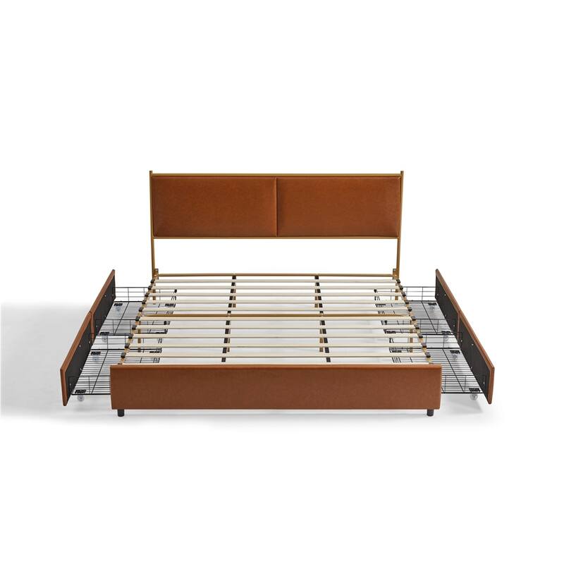 Classic Metal Platform bed with Four drawers