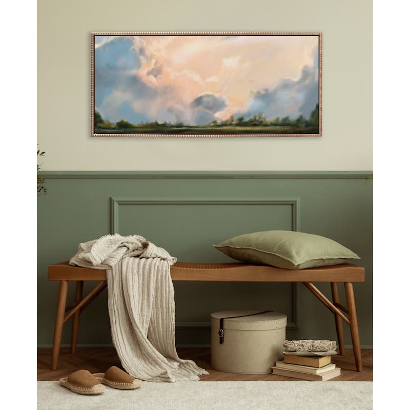 Kate and Laurel Sylvie Beaded Clouds Framed Canvas by Mary Sparrow