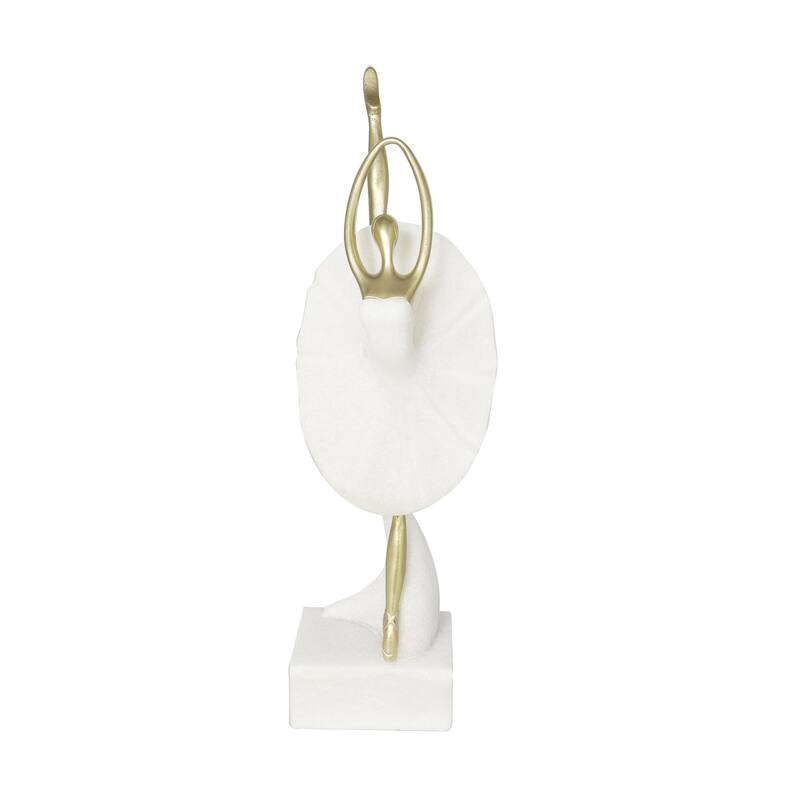 Polystone Dancer Ballet Decorative Sculpture with Gold Accents - Cream - Roche River Decor