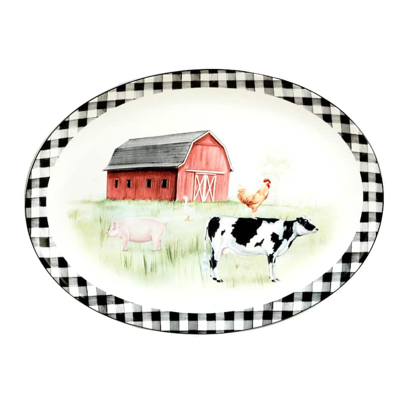Certified International On The Farm Oval Platter, 17" x 12.5" x 1.25" - 17" x 12.5" x 1.25"