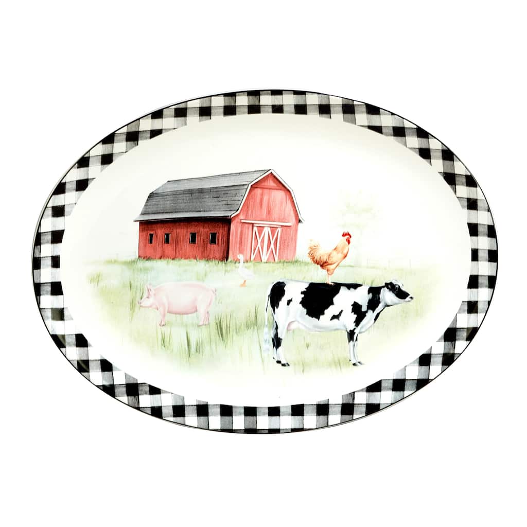 Certified International On The Farm Oval Platter, 17" x 12.5" x 1.25" - 17" x 12.5" x 1.25"