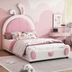 preview thumbnail 24 of 24, Twin Size Upholstered Platform Bed with Rabbit Shaped Headboard