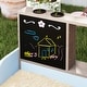 preview thumbnail 9 of 7, Qaba Kids Wooden Sandbox with Canopy, Grocery Store Outdoor Sand Box with Bench Seats, Bottom Liner, Drawing Board, Blue