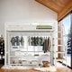 preview thumbnail 2 of 10, Stylish & Simple Full Size Metal Loft Bed with Wardrobe and Storage Shelves, Sturdy Construction & Unique Design, White