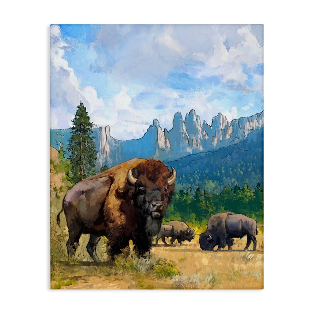 Stupell Grazing Bison Desert Abstraction Canvas Wall Art Design By David Owens