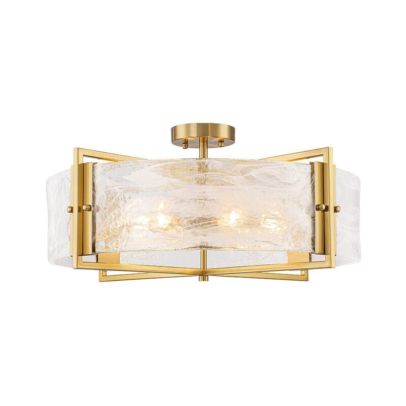 Modern Entryway 6-Light Glazed Glass Drum Semi-flush Mount