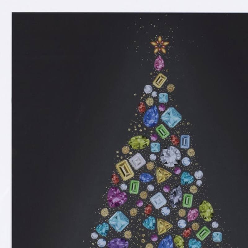 HomeRoots Bejeweled Christmas Tree Champagne Framed Wall Art