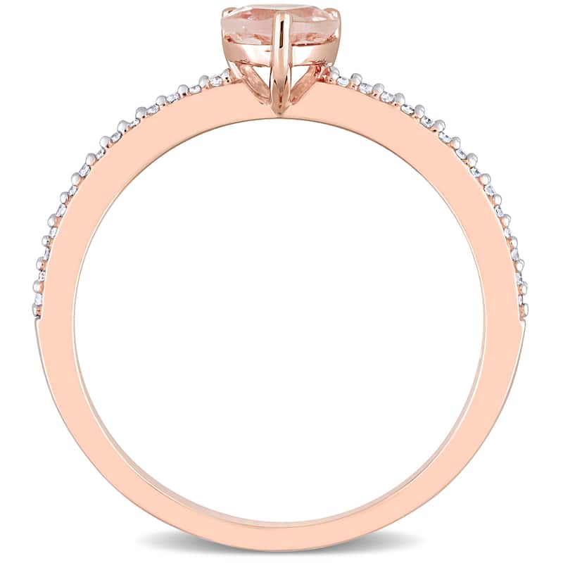 Miadora 10k Rose Gold Heart-cut Morganite and 1/10ct TDW Diamond Birthstone Ring