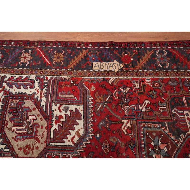 Hand Knotted Oriental 100% Wool Carpet Traditional Medallion Red Heriz Area Rug - 10' 1'' X 7' 7''
