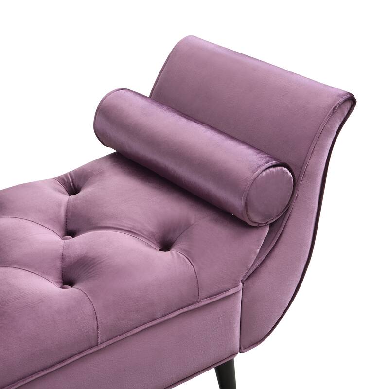 Beige Guernsey Velvet Ottoman with Pillows